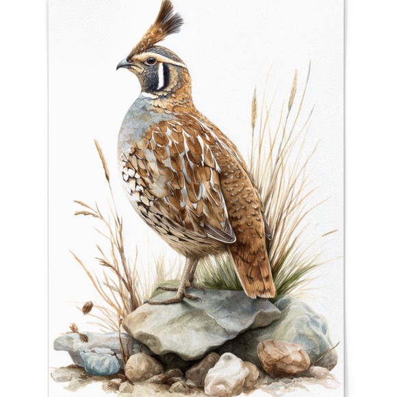 Watercolor Quail Wall Art Print, Unframed - Vibrant Nature-Inspired Home Decor - Picture 2 of 6
